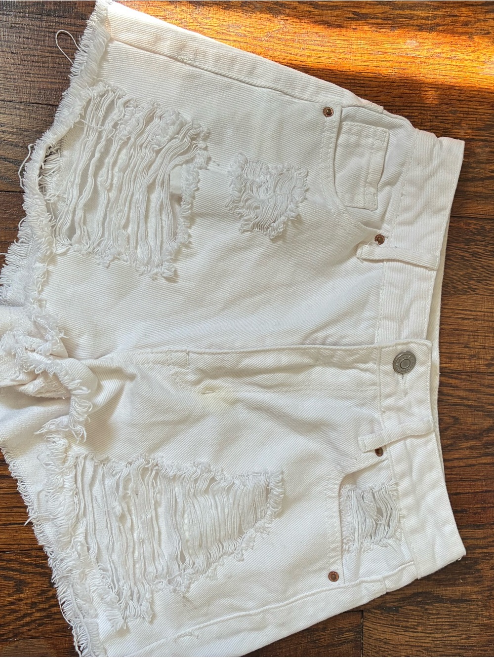 PacSun White Distressed Denim Cutoff Shorts